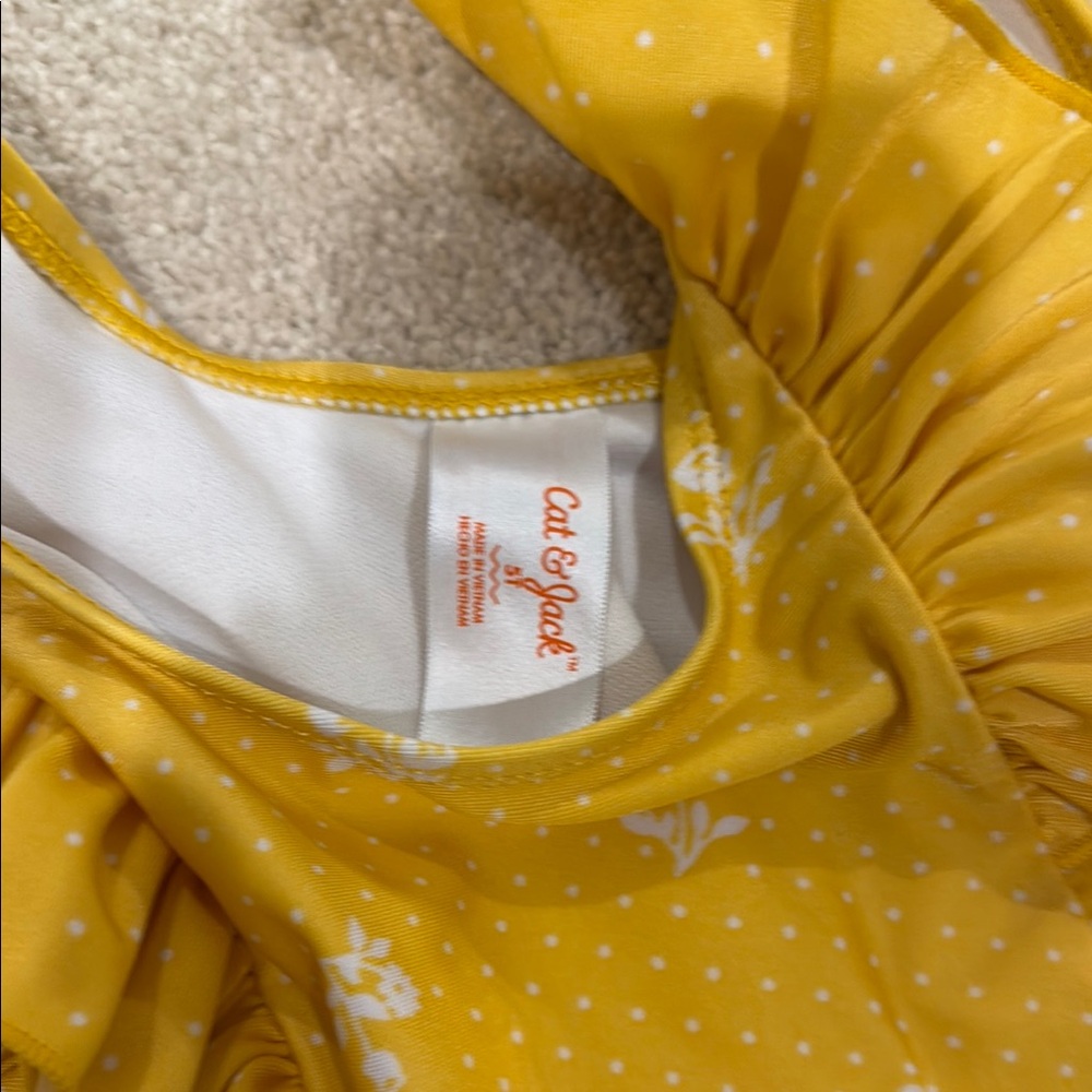 Yellow Floral Ruffle Swimsuit - Picture 3 of 3